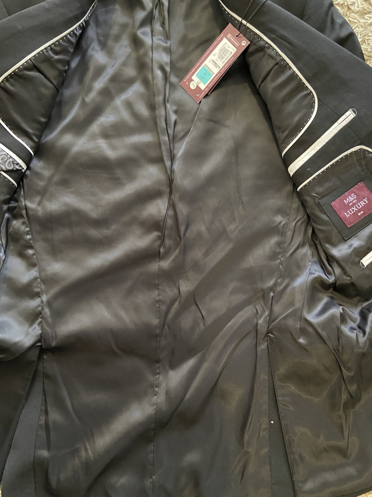 M&S Wool Rich Tailored Jacket, Black Chest 40" Long, RRP £75 image 5