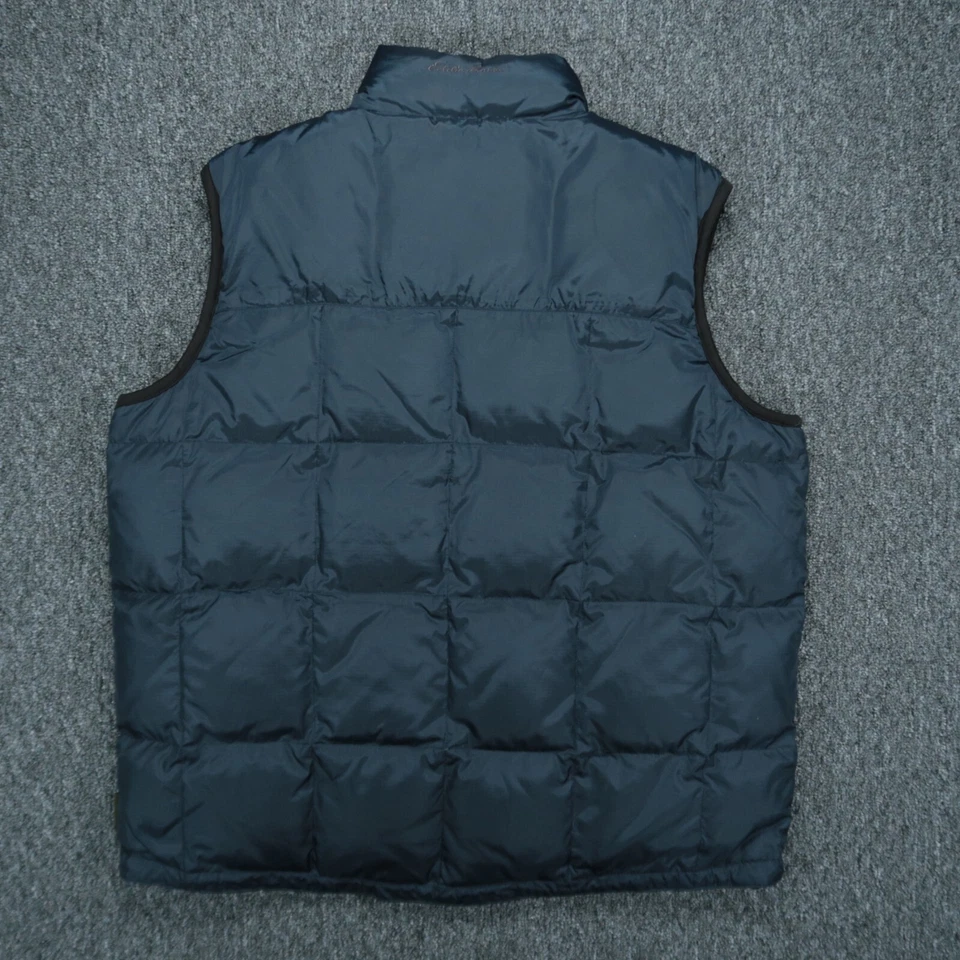 Мужской жилет Eddie Bauer большой синий оранжевый гусиный пух с подкладкой на молнии двусторонний - Изображение 3 из 4