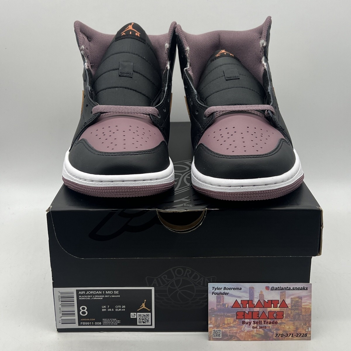 Size 8 - Air Jordan 1 SE Black Sky J Mauve White Leather Size 8 - Air Jordan 1 SE Black Sky J Mauve White Leather
