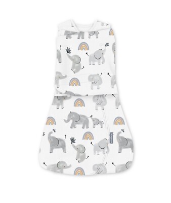 SwaddleMe by Ingenuity Arms Free Convertible Swaddle Wrap Happy Elephants  3-6M