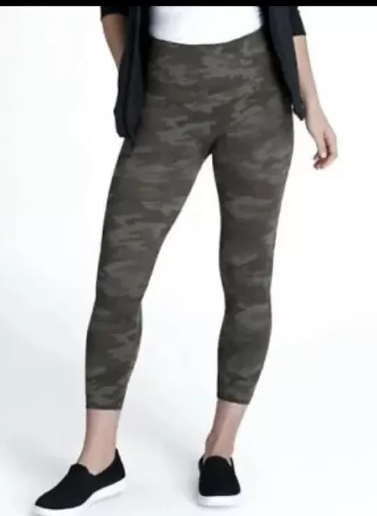 SPANX Women's 20099R Cropped Lamn Leggings Sage Camo Size Large L