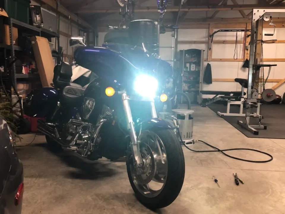 Kit de faros de proyección LED para Honda VTX 1300 1800 C/N/R/S/T azul Plug n' Play Foto 3 de 4