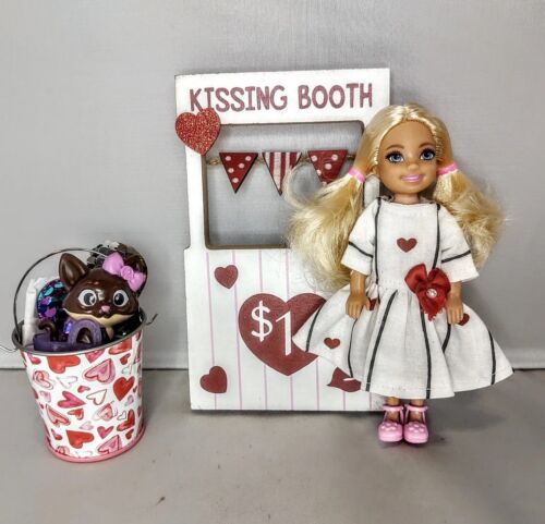 White Dress Kissing Booth Valentine Barbie Chelsea Doll OOAK Custom Handmade Set - Picture 1 of 12