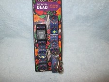 Halloween Dog Collar  Leash Day Of The Dead New Medium See Pics
