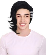 HPO Adult Men's Black and White Medium Hair Wig, Tokyo Revengers Cosplay