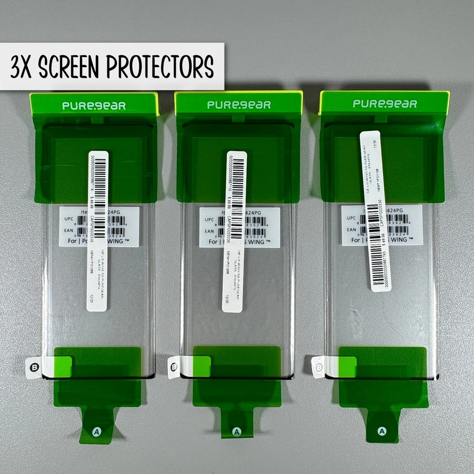 Protectores de pantalla Pure Gear para LG Wing - 3x HD vidrio transparente | pantalla curva 6,8 Foto 2 de 4