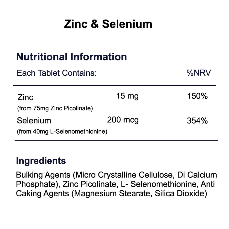 Zinc and Selenium Tablets - 15mg 200mcg as Picolinate L-Selenomethionine  - Image 3 of 4