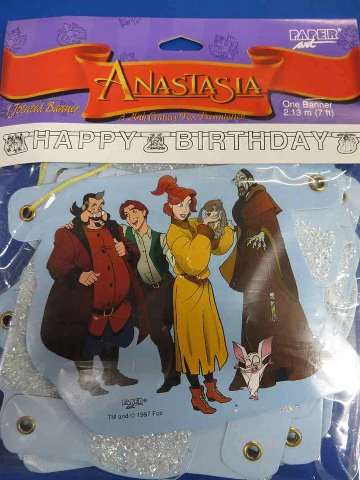 CREATIVE CONVERTING RARE Anastasia 1997 Film Disney Movie Birthday Party Decoration Jointed Banner