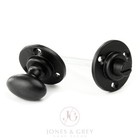 BLACK OVAL ROUND BATHROOM DOOR LOCK THUMB TURN AND RELEASE CAST IRON HANDLE