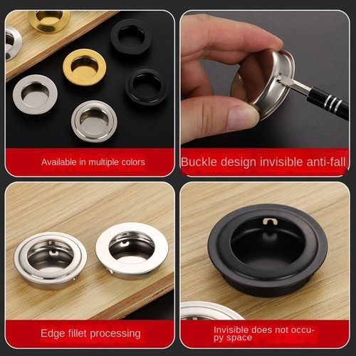 Hardware Recessed Door Handle Stainless Steel Door Handlebar Wardrobe - Picture 3 of 14
