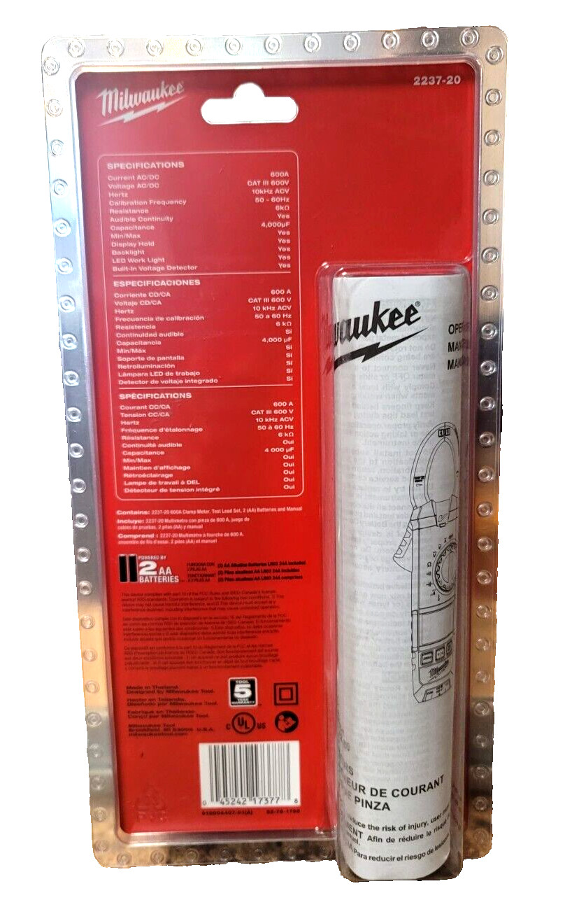 MILWAUKEE (2237-20) 600 Amp AC/DC Digital Clamp Meter HVAC/R New. FREE SHIPPING