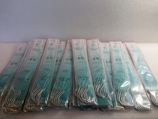 144 SNELLED FISH HOOKS (24 PKS X 6 EA) NICKEL OCTOPUS MONO LEADER 7" PICK SZ