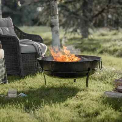 Olivias Gallery Outdoor Garten Cordelia Feuerstelle schwarz indisches Eisen 80CM! UVP 252£