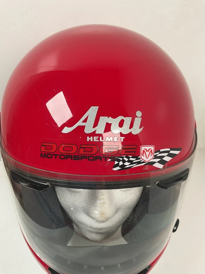 Casco de motocicleta vintage Arai Signet/s grande 59-60 rojo brillante cara completa Foto 3 de 4