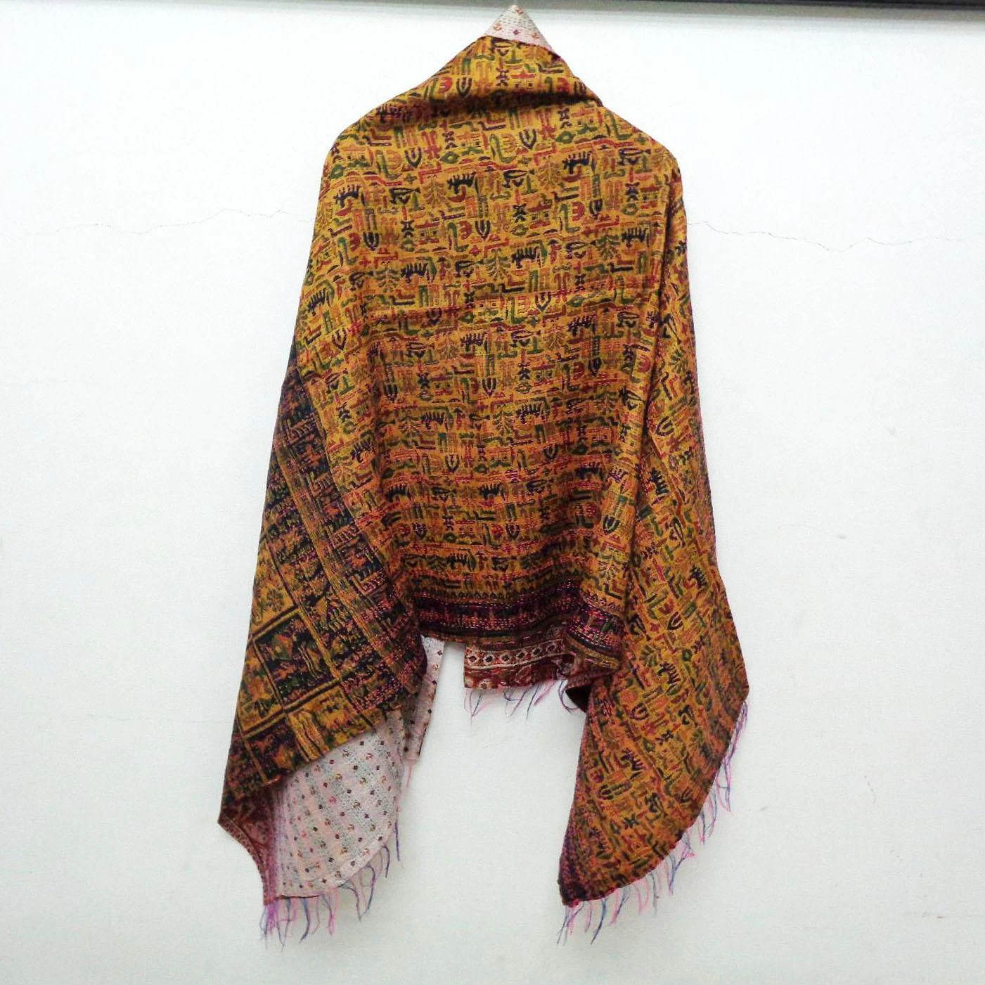 Silk Kantha Scarf Head Wrap Stole veil Hijab Scarves Reversible Sew Long