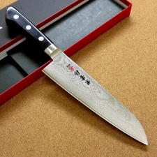 Japanese Kanetsune Kitchen Santoku Knife 180mm 7 inch VG-10 Damascus SEKI JAPAN