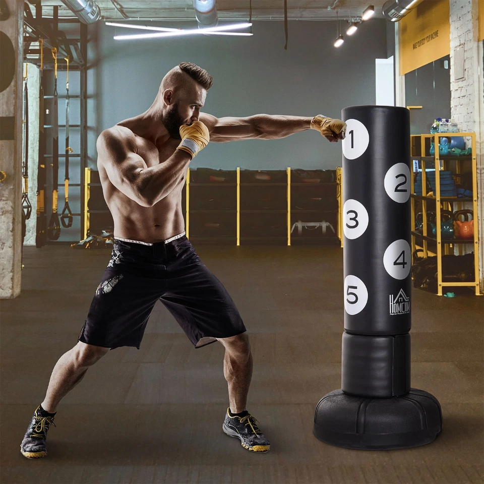 HOMCOM Boxsack Standboxsack mit Ständer Stehend 176cm Boxpartner Schwarz - Bild 2 von 4