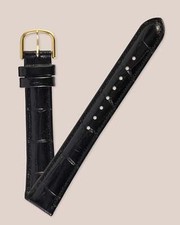 Ecclissi 16mm x 14mm Black Alligator Grain Strap original yellow Buckle 33761