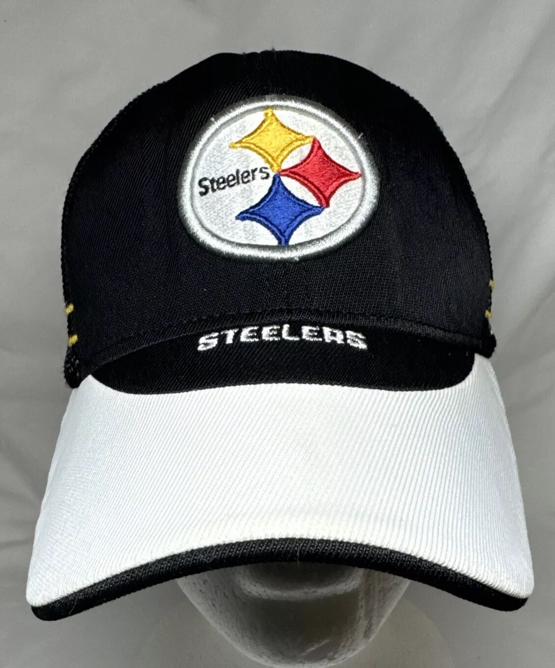 NFL Pittsburgh Steelers Black Embroidered Logo Trucker Hat by Reebok One Size