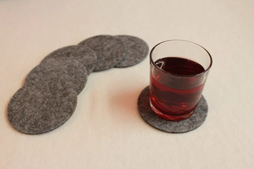 Grey Felt Coasters Simple Shape Circle Felt Set of 8 Handmade Ireland Eire