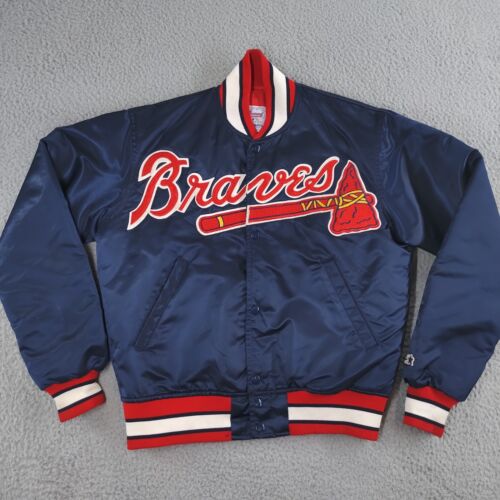 VINTAGE STARTER Atlanta Braves Size Small Diamond Collection Satin Jacket 90s - Afbeelding 1 van 23