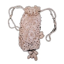 Antique Art Deco Edwardian Irish CROCHET TASSELS DRAWSTRING PURSE Shoulder Bag