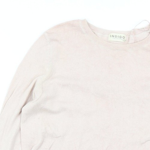 Indigo Womens Pink Crew Neck Cotton Blend Jumper Size 12 - Picture 5 of 12
