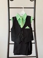 Green and Black Boy Tuxedo Formal Suit, Size 1T, 3T, 4T, 7T