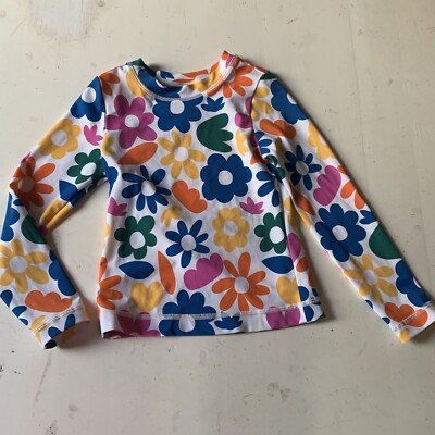 Hanna Andersson Top Girls 6-7 Floral Rash Guard Long-Sleeve Swim