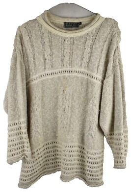 BLARNEYS Strickpullover beige Größe S Damen Baumwolle Leinen Rundhals Pullover