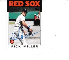 1986 TOPPS BASEBALL #424 Rick Miller Boston Red Sox Signed Autograph -