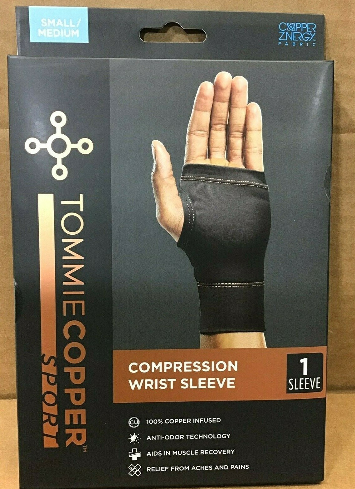 Tommie Copper Compression Wrist Sleeve Joint Pain Relief SM/M Black - D19