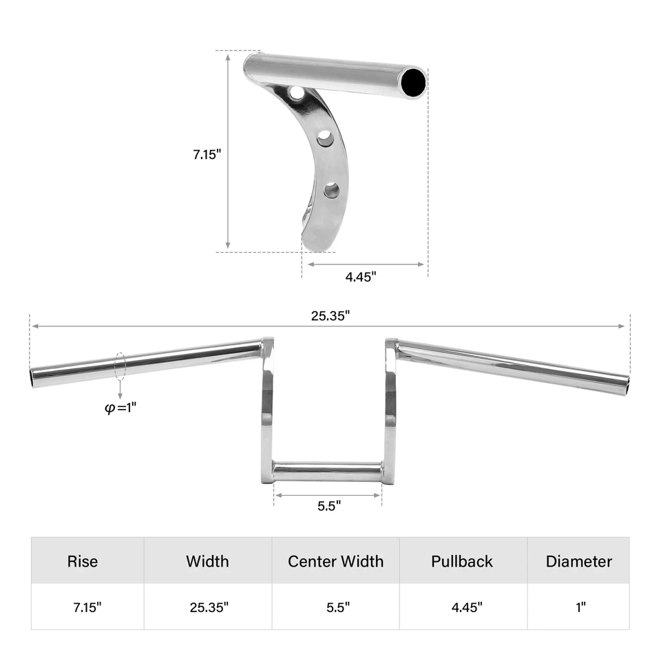 Manillar 1" Z Barras apto para Harley Sportster XL 883 1200 Softail Dyna Chopper Foto 3 de 4