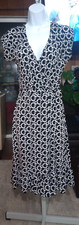 Faith Passion Women's Black and White Patterned Wrap Dress Size M
