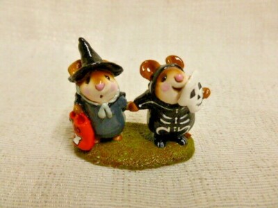 Wee Forest Folk Littlest Witch & Skeleton Halloween Edition M-155 Retired