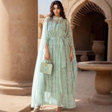 Women Long Dress Abaya Kaftan Dubai Muslim Evening Gown Cloak Jalabiya Robe Set