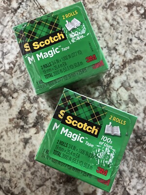 Two Packs Of 2 Each Scotch Magic Tape 3/4'' 2pk 1000 Inches Boxed 4 Total Rolls