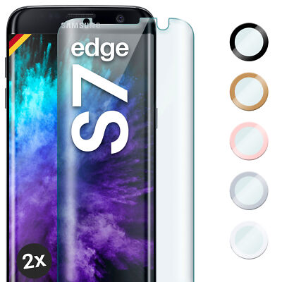 2x Panzerfolie für Samsung Galaxy S7 Edge Echt Glas Full Screen Cover Schutzglas