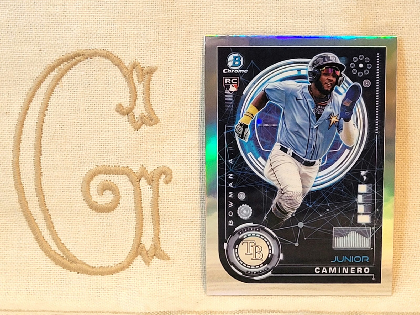 Junior Caminero, Tampa Bay Rays, 2024 Bowman Chrome Bowman AI Rookie RC BAI-20🇬