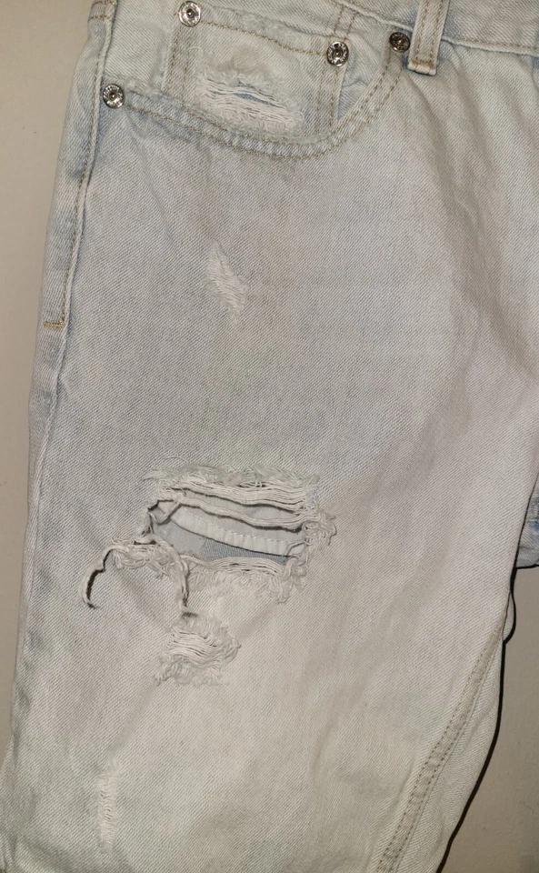 Mens Pacsun Jean Shorts Size 31W Light Blue Denim Distressed Slim Bermuda  - Image 2 of 4