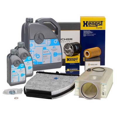 HIRSCHER Filterset + 7L ORIGINAL 5W30 Motoröl für MERCEDES W204 W212 180d-250d