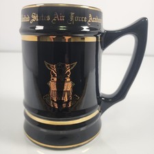 United States Air Force Academy Black Ceramic Mug Cup w/ Gold Trim Militaria