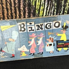 Pressman Bingo Board Game with Metal Spinner Tin Lithograph Complete