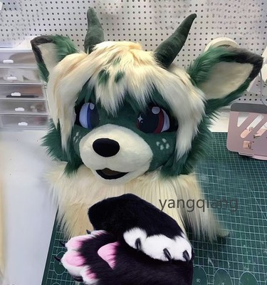 Fursuit Long Fur Husky Fox Mascot Head Party Halloween Fur Cosplay-Promotion
