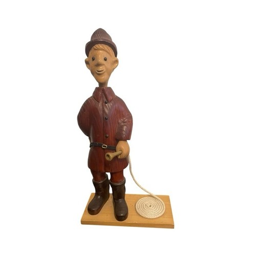 Vintage Princely Hand Carved Wood Firefighter Figurine Made in Spain Folk Art