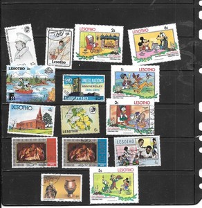 LESOTHO 15 DIFFERENT PICTORIAL STAMP COLLECTION LOT PACKET USED & MINT
