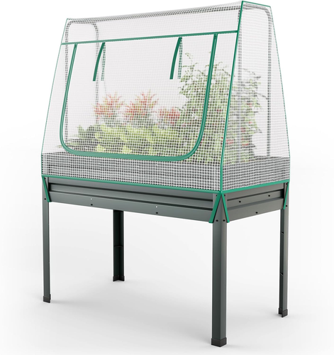 Costway 3-In-1 Raised Garden Bed W/Greenhouse Cover & Trellis, Galvanized Met... - Picture 10 of 12