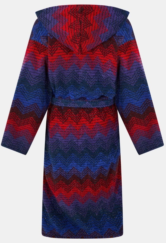 Missoni Starlight Red Blue Hooded Bathrobe Large Rrp £370 #AS900 image 2