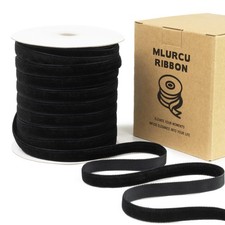 Mlurcu Velvet Ribbon, Black 3/8 Inch 50 Yards