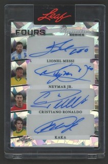 2025 Foglia Calcio Lionel Messi Cristiano Ronaldo Neymar Jr Kaka Quad AUTO 1/1